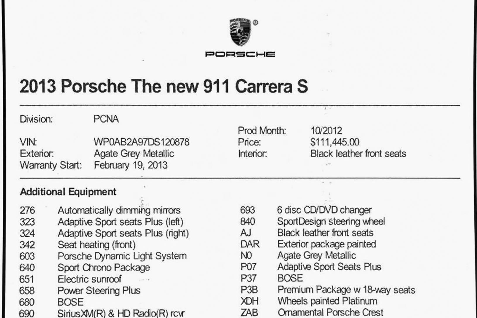 2013 Porsche 911 S