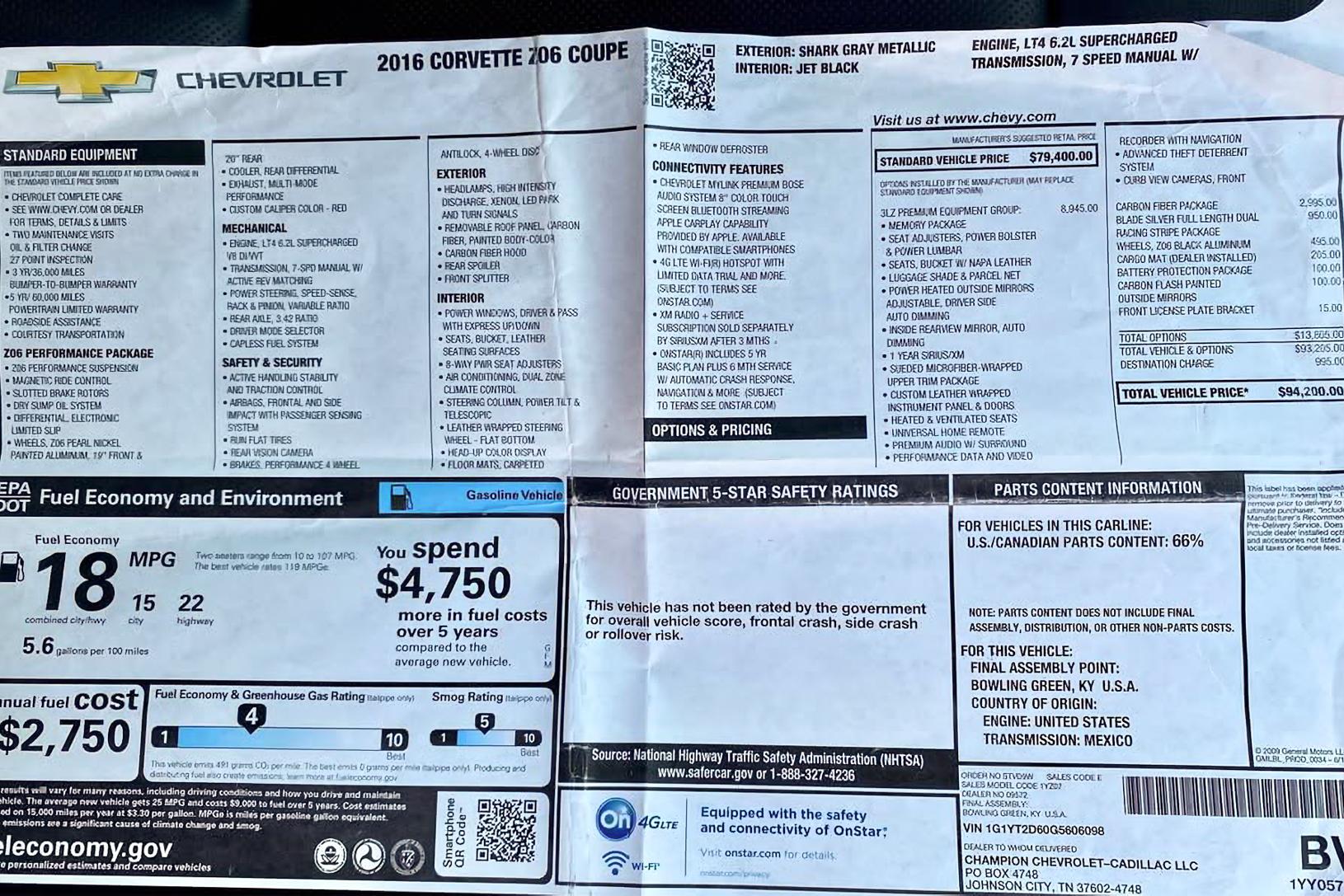 2016 Chevrolet Corvette Z06